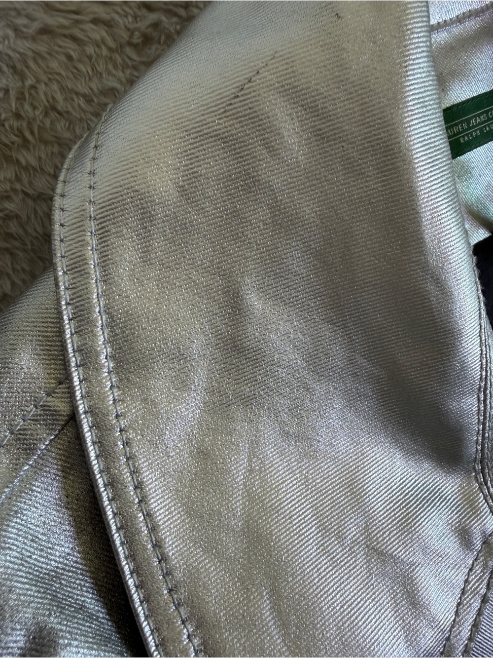 Ralph Lauren Vintage Silver Women's Metallic Double-Breasted Jacket M - Picture 8 of 10